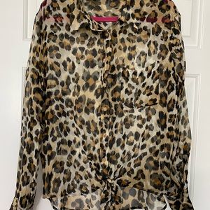 Equipment leopard tie blouse
